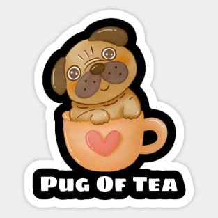 Pug Of Tea - Pug Pun Sticker